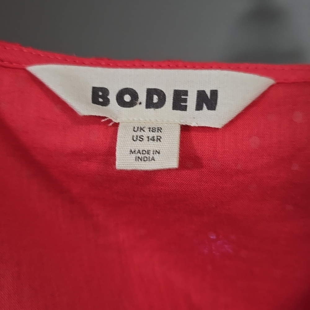 BODEN Broderie Women's Midi Tea Dress In Red Size 14 - Picture 5 of 12
